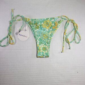 Kulani Knits Women 60s Retro Floral Adjustable Side Ties Bikini Bottom Size L